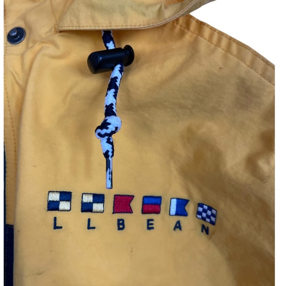 Vintage L.L. Bean‎ Sailing Windbreaker Jacket 1990s Yellow Green Nautical - Picture 3 of 15